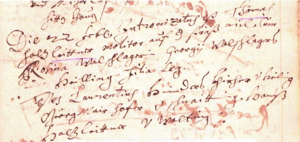 Abb. 11: Erste Heirat von Thomas Holzleitner mit Rosina Walschlagerin am 22.2.1651 in Leiblfing