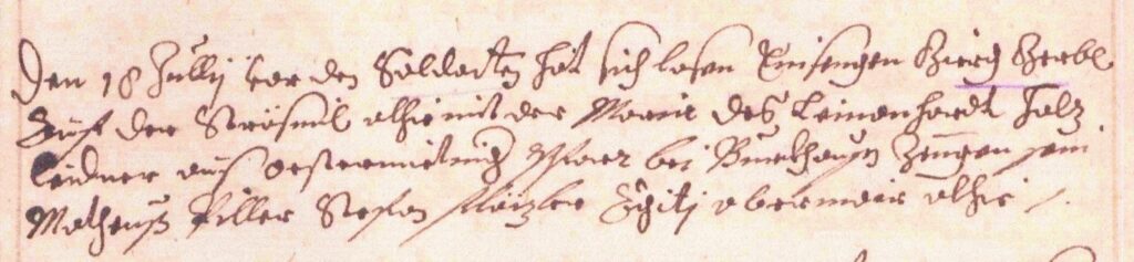 Abb. 9: Heirat von Georg Gerbel am 18.7.1641 mit Maria Holzleitner aus Ostermiething