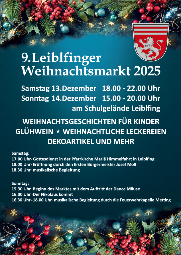 Leiblfinger Weihnachtsmarkt Plakat und Programm